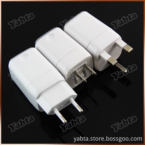 US UK EU Plug 5V 2.4A Dual USB Travel Charger White